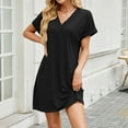 thumbnail image 2 of Women's Cotton Nightgown Women Summer Dress V Neck Short Sleeve Loose Knit Pockets Beach Midi Casual Dress, Women Nightgowns & Sleepshirts XXL, 2 of 9