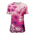 thumbnail image 4 of ICHUANYI Clearance Fashion Women Round Neck Short Sleeve Print Button Pocket Casual Tops(Hot Pink, XL) ICHUANYI WER2023081109391, 4 of 4