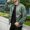 Green, variant on Men's Classic Bomber Jacket, Satin Full Zip Military Style Coat with Arm Pocket, Casual Outerwear for Daily Streetwear Blue XXL