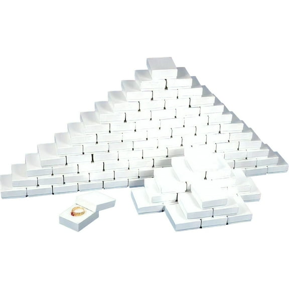 White Swirl Cotton Filled Jewelry Box #11 (Pack of 100)