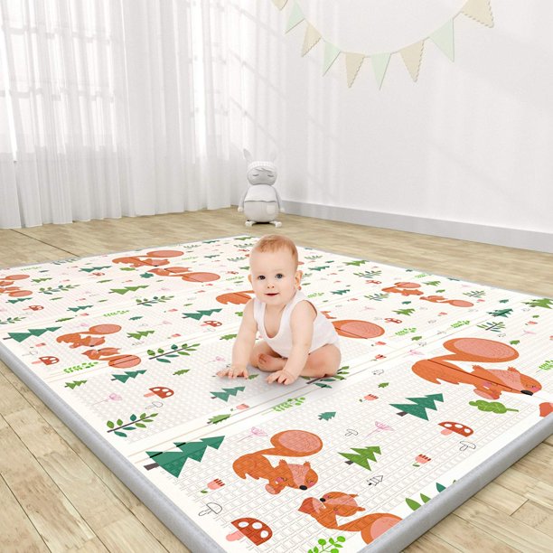Yoovee Baby Play Mat Extra Large Thick Playmat Folding Portable Waterproof Reversible Double Sided Crawling Mat Baby Floor Mat For Infants And Toddlers Easy To Clean 70 X 78 X 0 6 Walmart Com