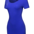 thumbnail image 4 of A2Y Women's Solid Fitted Classic Short Sleeve Premium Cotton Midi Dress Denim Blue S, 4 of 5