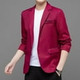 thumbnail image 4 of SWSMCLT Men's Soft Blazer Suit Work Pocket Fitted Outerwear Long Sleeve Button Spring Sport Coat Suit Jacket Burgundy Medium, 4 of 4