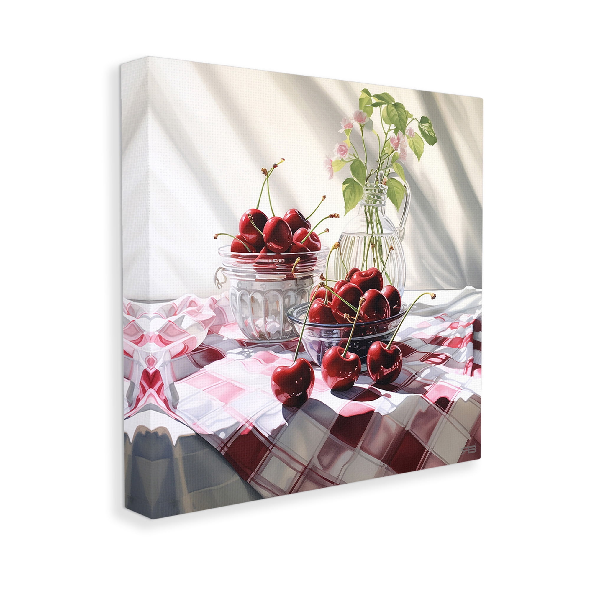 Stupell Industries Cherries & Botanicals Food & Beverage Painting Gallery Wrapped Canvas Art Print Wall Art, 17 x 17