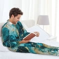 thumbnail image 4 of Salouo Abstract Ocean Currents Print Button-Front Long Sleeve Pajama Set for Men, Soft 2Pjs Men's Long Sleeve Sleepwear -Medium, 4 of 7
