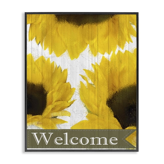 Stupell Industries French Country Sunflower Welcome Yellow Flowers Black Framed Giclee Art, 16 x 20, by Kim Allen