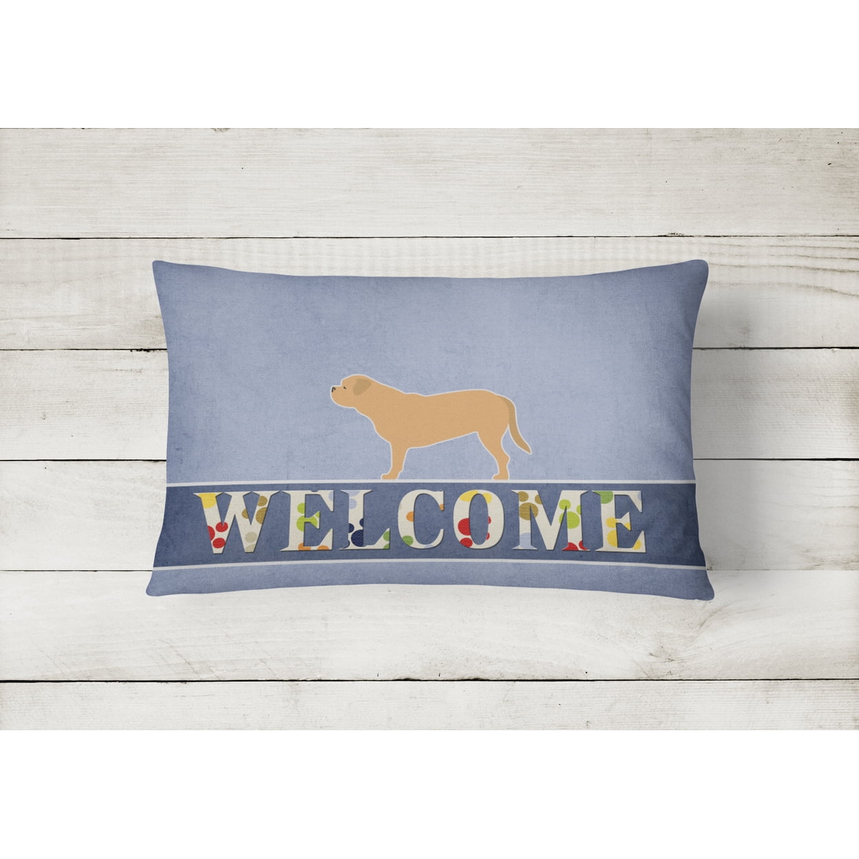 Carolines Treasures BB5574PW1216 Dogue de Bordeaux Welcome Canvas Fabric Decorative Pillow, 12H x16W, multicolor