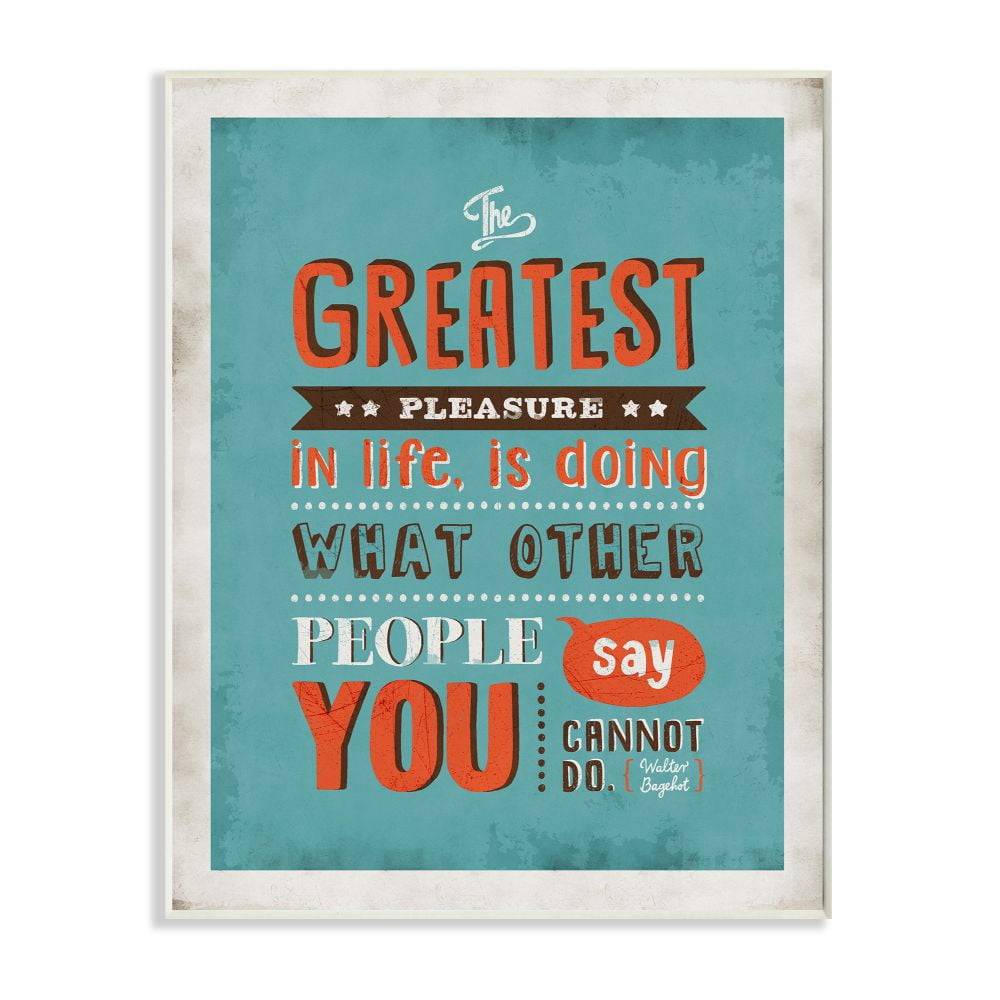 Stupell Industries The Greatest Pleasure Inspirational Vintage Comic Book Blue Design Wall Plaque by Ester Kay