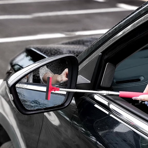 PLPPYFS Car Rearview Mirror Wiper, Telescopic Squeegee for Auto Glass, Portable Water Cleaner with Retractable Long Rod, Mini Automotive Cleaning Tool, Universal for All Vehicles Car Accessories