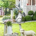 thumbnail image 3 of Wmhnj Conejo de Pascua de metal de pie, decoracin exterior con lazo para jardn y porche, 3 of 7