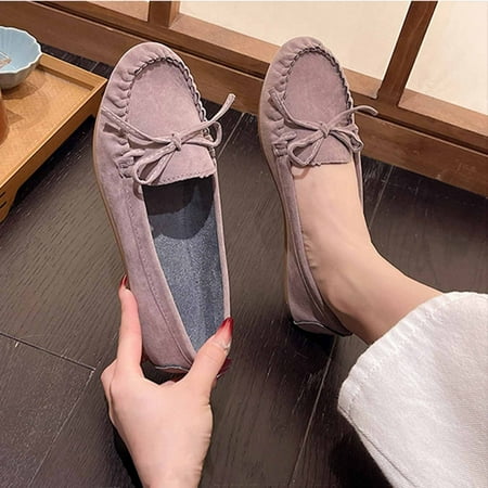 Women s Flat Ballet Shoes Knit Flat Shoes for Women Round Toe Slip on Women Flats for Dressy Casual Office Work Wedding Comfort Soft Gray 4.5
