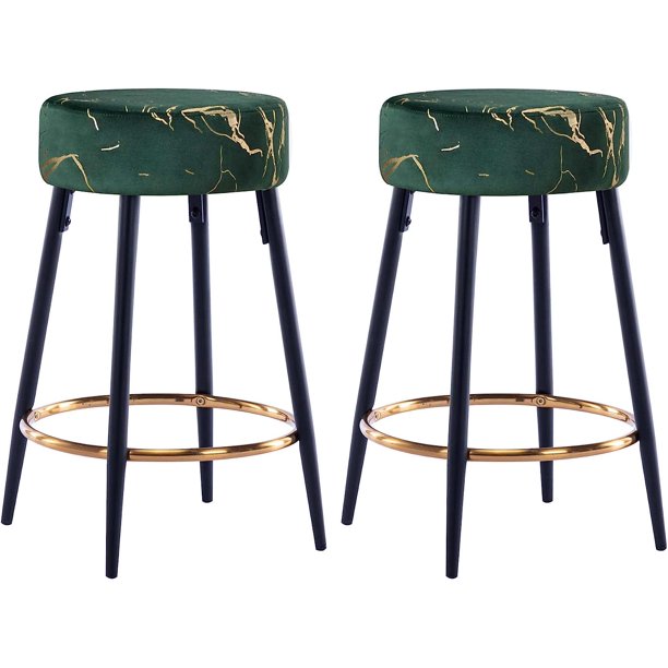 Duhome Velvet Counter Stools Set of 2 Backless Counter Height Bar