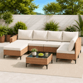thumbnail image 2 of LAZZO 7-Piece Outdoor Conversation Set, Wicker Patio Furniture with Cushions and Coffee Table, Beige, 2 of 9