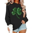 thumbnail image 6 of AuroraX Crew Neck Long Sleeve Tops for Women,Oversized Graphic Black Long Sleeve Sweatshirt for Women St.Patrick's Day Cotton Shamrock Holiday Pullover, 6 of 6