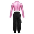 thumbnail image 2 of YEAHDOR Girls Hip Hop Dance 2Pcs Outfit Metallic Crop Top with Chain Pocket Pants Gym Yoga Suit Sportswear Pink 14, 2 of 5