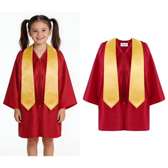 Child Grad Gowns Pre k Graduation Stole Red Gown for Kids Graduation Outfit 3-4 Years