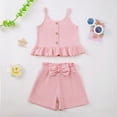 thumbnail image 2 of NIEWTR Toddler Girls Short Sets Kids Cute Ruffle sleeveless Tops and Casual Shorts Girls Summer 2 Piece Outfits Clothes(Pink,3-4 Years), 2 of 3