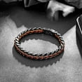 thumbnail image 6 of Men's Premium Leather and Stainless Steel Time Line Bracelet - Elegant Black and Brown Wristband - Perfect Bracelet, 6 of 7