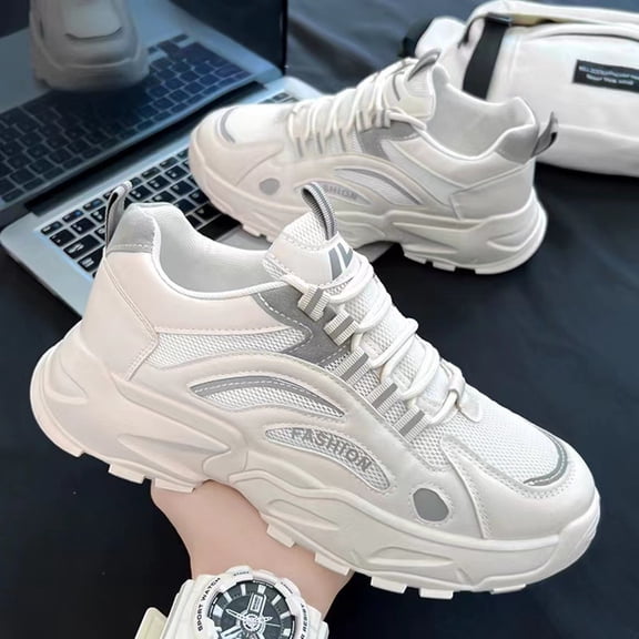 Soft Sole Thick Sole Shoes New Men's Shoes Mesh Running , Casual Sports Shoes Trendy Versatile Dad Shoes ,