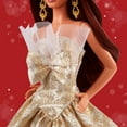 thumbnail image 5 of Barbie Signature 2025 Holiday Barbie Fashion Doll, Seasonal Collector, Dark Brown Hair with Silver & Gold Gown, 5 of 8