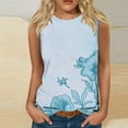 thumbnail image 2 of UPPADA Womens Tank Tops Loose Fit Summer Cute Graphic Sleeveless Shirts Workout Basic Tunic Pleated Scoop Neck Shirts Casual Sleeveless Tops Women's Clothes Light Blue,M, 2 of 4
