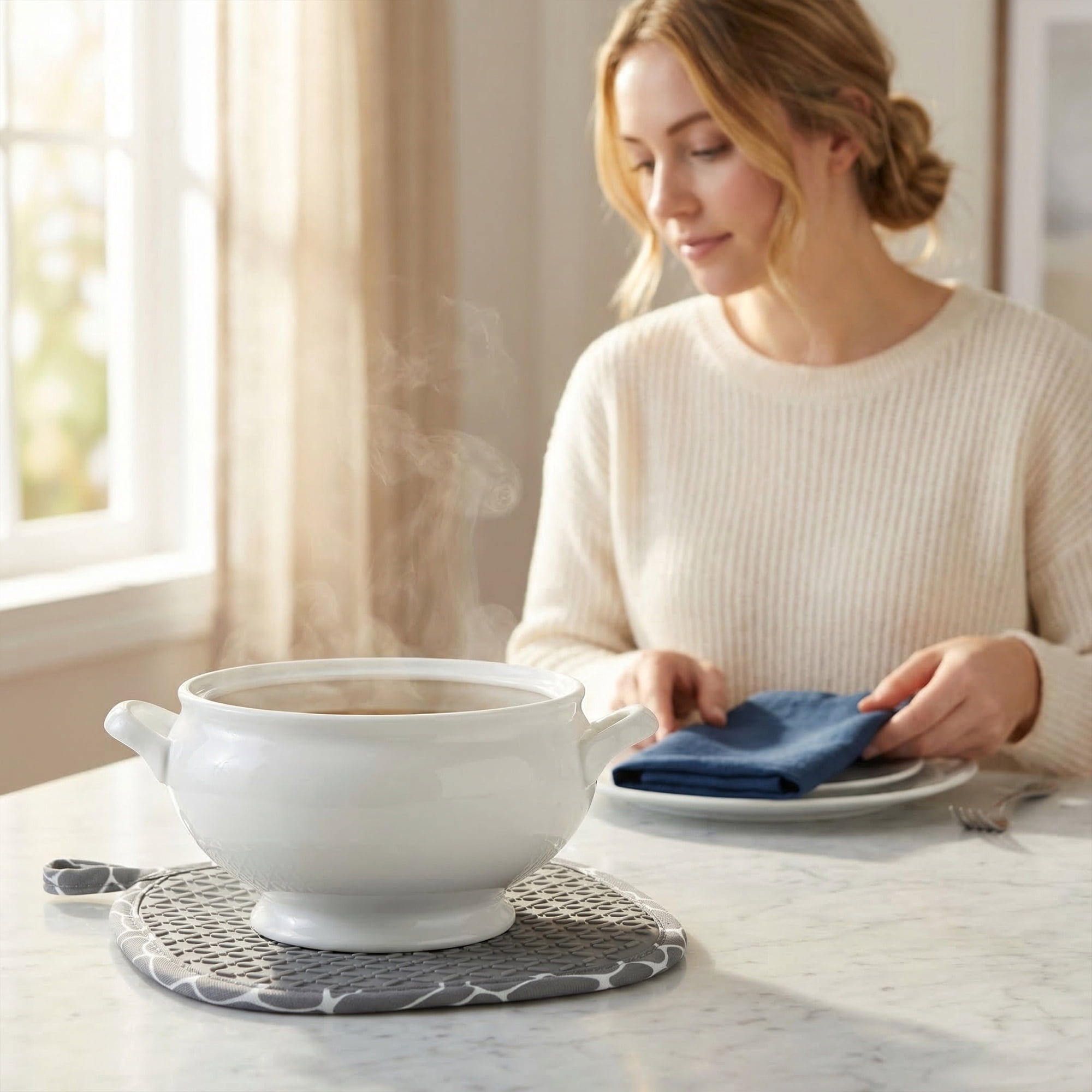 Unique Bargains 2Pcs Heat Resistant Trivets Non Slip Hot Pads Gray 8.1*8.7in