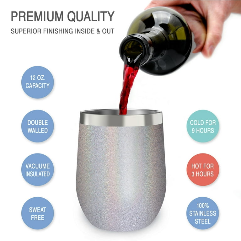 Wine Tumbler - 12 Oz Steel Wine Tumbler, Swig Inspired Wine Cup, Doubl