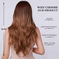 thumbnail image 4 of 24 Inch Long Honey Brown Ombre Wig with Bangs for Women Synthetic Wigs  Wave Heat Resistant Hair Wigs for Daily Party  Use, 4 of 6