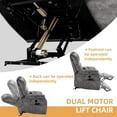 thumbnail image 3 of Tall Man Oversized Dual Motor Power Lift Recliner w/Heat Massage, Large Lay Flat Sleeper Electric Recliner with Extended Footrest for Elderly, Lumbar Pillow, USB & Type-C Ports, Plush-Gray, 3 of 7
