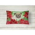 thumbnail image 2 of Carolines Treasures CK1365PW1216 Fawn Pug Poinsettas Canvas Fabric Decorative Pillow  12H x16W multicolor, 2 of 3