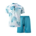 thumbnail image 4 of Stamzod Mens Vacation Outfits 2 Piece Summer Short Sleeve Turndown Hawaiian Shirts and Shorts Sets Casual Loose Plus Size Beach Outfits for Men Blue L, 4 of 5