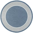 thumbnail image 3 of 6ft Round Water Resistant, Indoor Outdoor Rugs for Patios, Front Door Entry, Entryway, Deck, Porch, Balcony | Outside Area Rug for Patio | Blue, Striped Border | Size: 5'3'' Round, 3 of 6