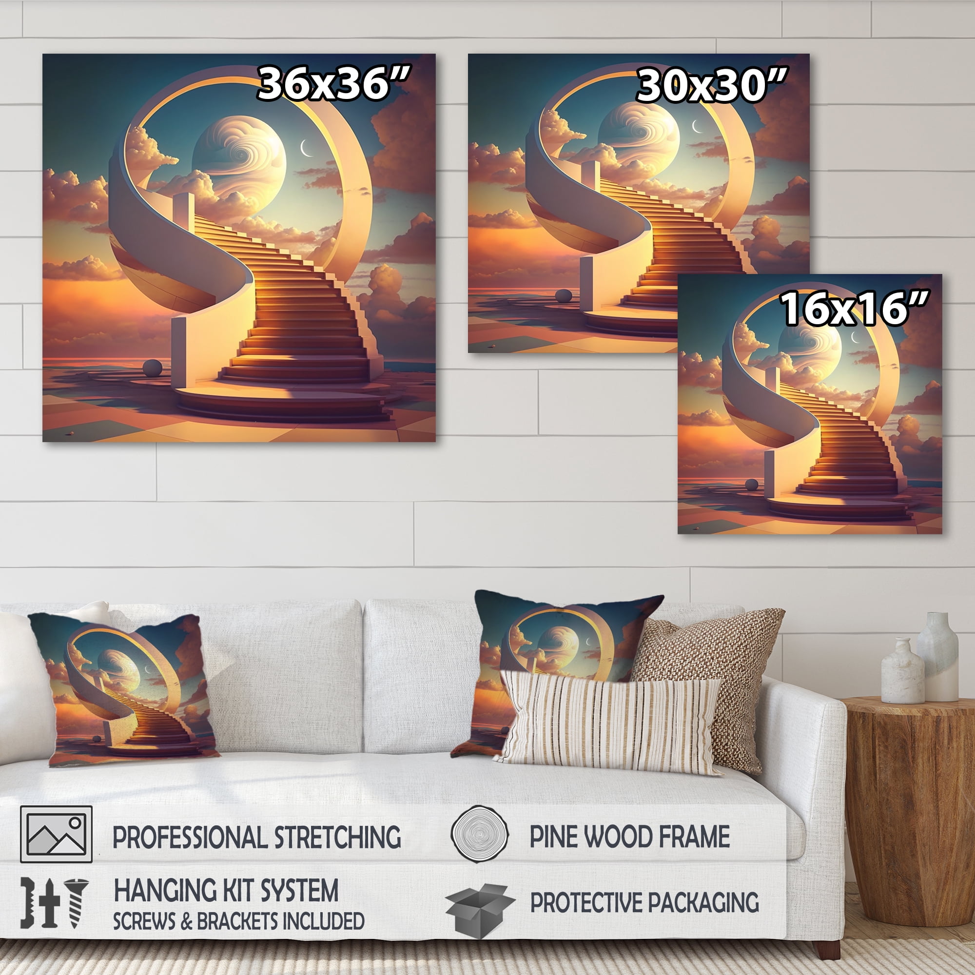 Designart Stairs To Heaven II Canvas Wall Art