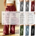 thumbnail image 3 of ClodeEU Women's Corduroy Button Elastic Waist Wide Leg Pants with Pockets，Solid Color Casual Loose Trousers ,Women's Plus L, 3 of 8