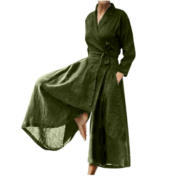 Loose Fit Pants for Women Fall Summer Faux Gauze Linen Casual Thin Flared Wide Leg Plain Long Bootcut Leg Overalls Pants Catsuit Ladies 2025 Clothes Fashion