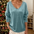 thumbnail image 2 of Hauts en Velours pour Femmes 2026 Mode Automne Hiver Manches Longues Col en V Rétro Décontracté T-Shirts pour Sortir, 2 of 4