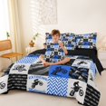 thumbnail image 3 of Castle Fairy Geometric Motocross Bike Bedding Comforter Set 7-Piece for Kids, Patchwork Extreme Ride King Bedding Sets for Bedroom, Blue Black,Black Reversible, 3 of 7