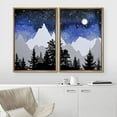 thumbnail image 3 of IDEA4WALL Framed Wall Art Print Set Blue & Black Watercolor Star Sky & Mountain Forest Nature Wilderness Modern Rustic Colorful for Living Room, Bedroom, Office - 16"x24"x2 Natural, 3 of 5