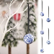Christmas Ball Ornaments 1 Pcs - 2 inch Large Shatterproof Christmas Balls, Blue-and-White Porcelain Patterns Decorations Indoor, Holiday Party Hanging Ornaments for Xmas Tree, Wreath, Vines, Blue
