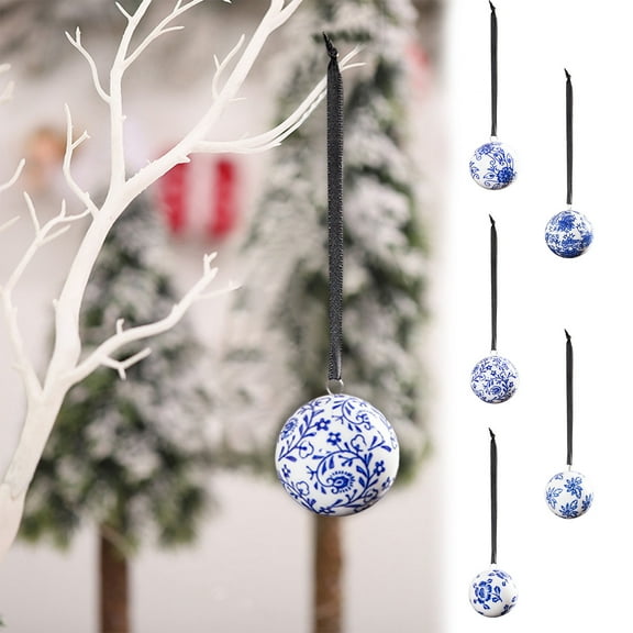 Christmas Ball Ornaments 1 Pcs - 2 inch Large Shatterproof Christmas Balls, Blue-and-White Porcelain Patterns Decorations Indoor, Holiday Party Hanging Ornaments for Xmas Tree, Wreath, Vines, Blue