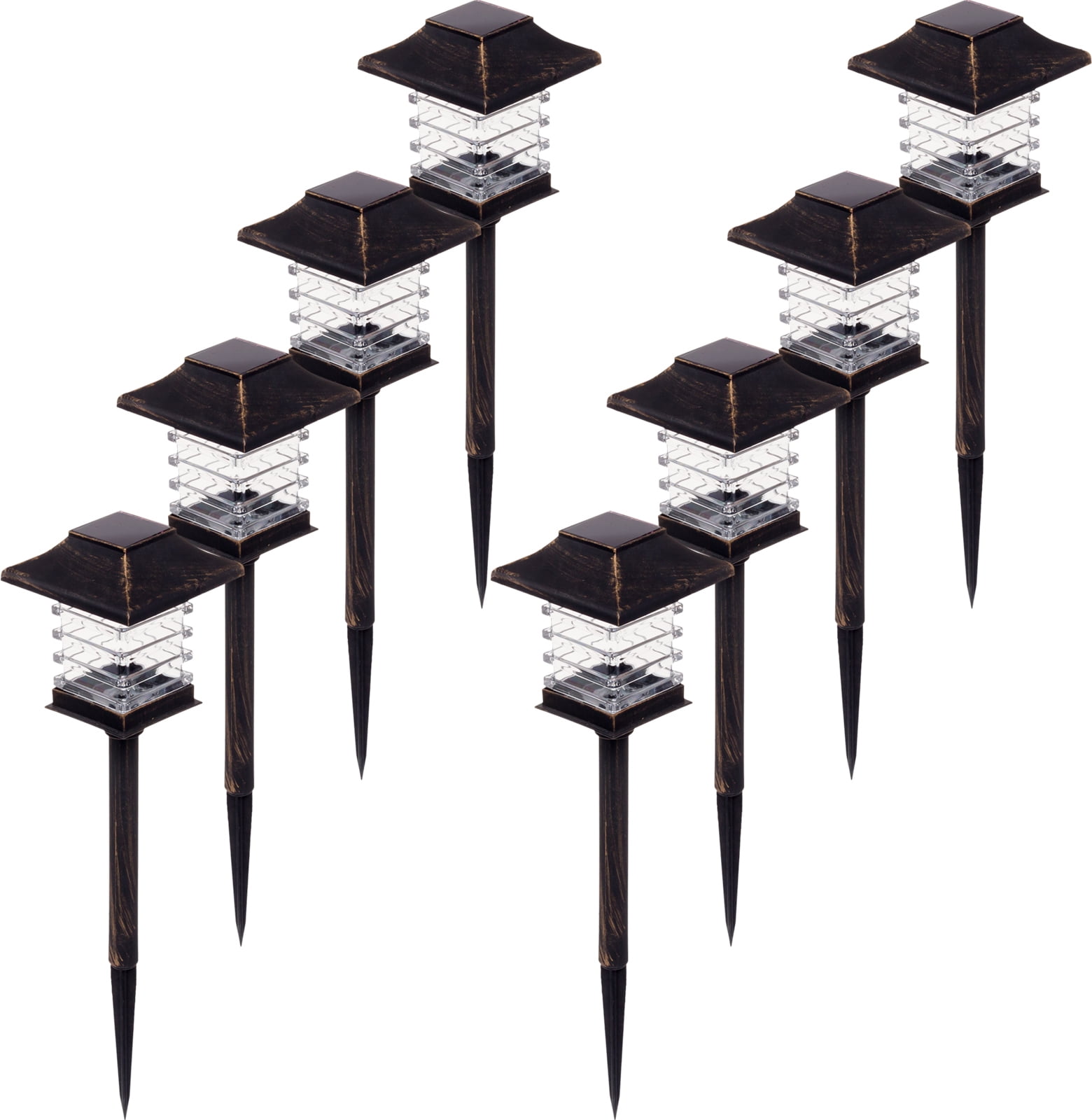 GREENLIGHTING NEW Black w/ Brushed GoldTone Solar LED Path Way Lights