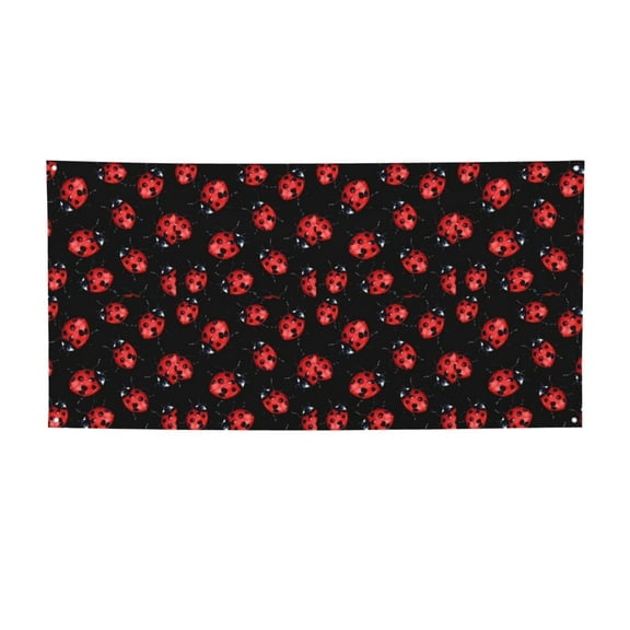 Picia Beautiful Red Ladybug Pattern Party Banner, Festive Decoration, Holiday Banner, Celebration Decor, Event Banner, Reusable Party Banner-Small