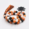 thumbnail image 4 of Halloween Wooden Bead Garlandm, Rustic Farmhouse Beaded Tiered Tray Decor Prayer Bead Wall Hanging Decor w/ Spider Web and Linen Tassels, 4 of 5