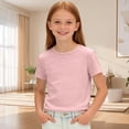 thumbnail image 4 of Tranfacy Shirts for Girls Soft Breathable Solid Candy Colored Short Sleeve Pullover Top for Spring and Summer for Children, 4 of 7