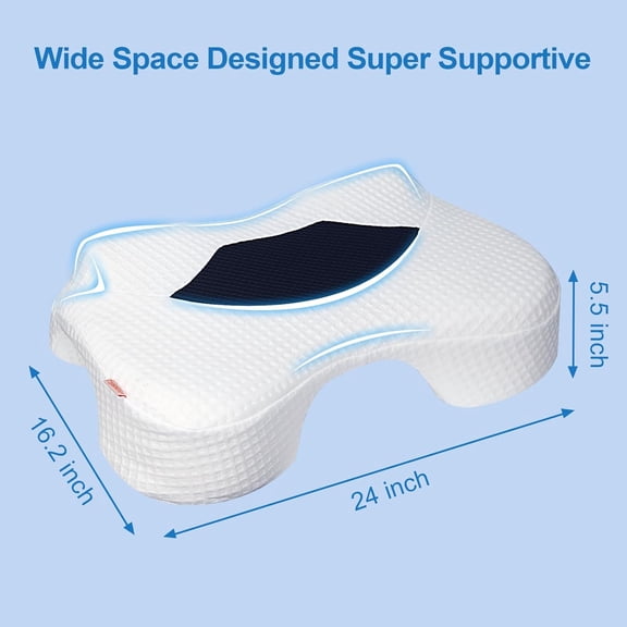 Side Sleeper Pillow with Arm Holes Memory Foam Neck Pain Relief Cooling Ergonomic Bed Pillow for Side Sleeping Black