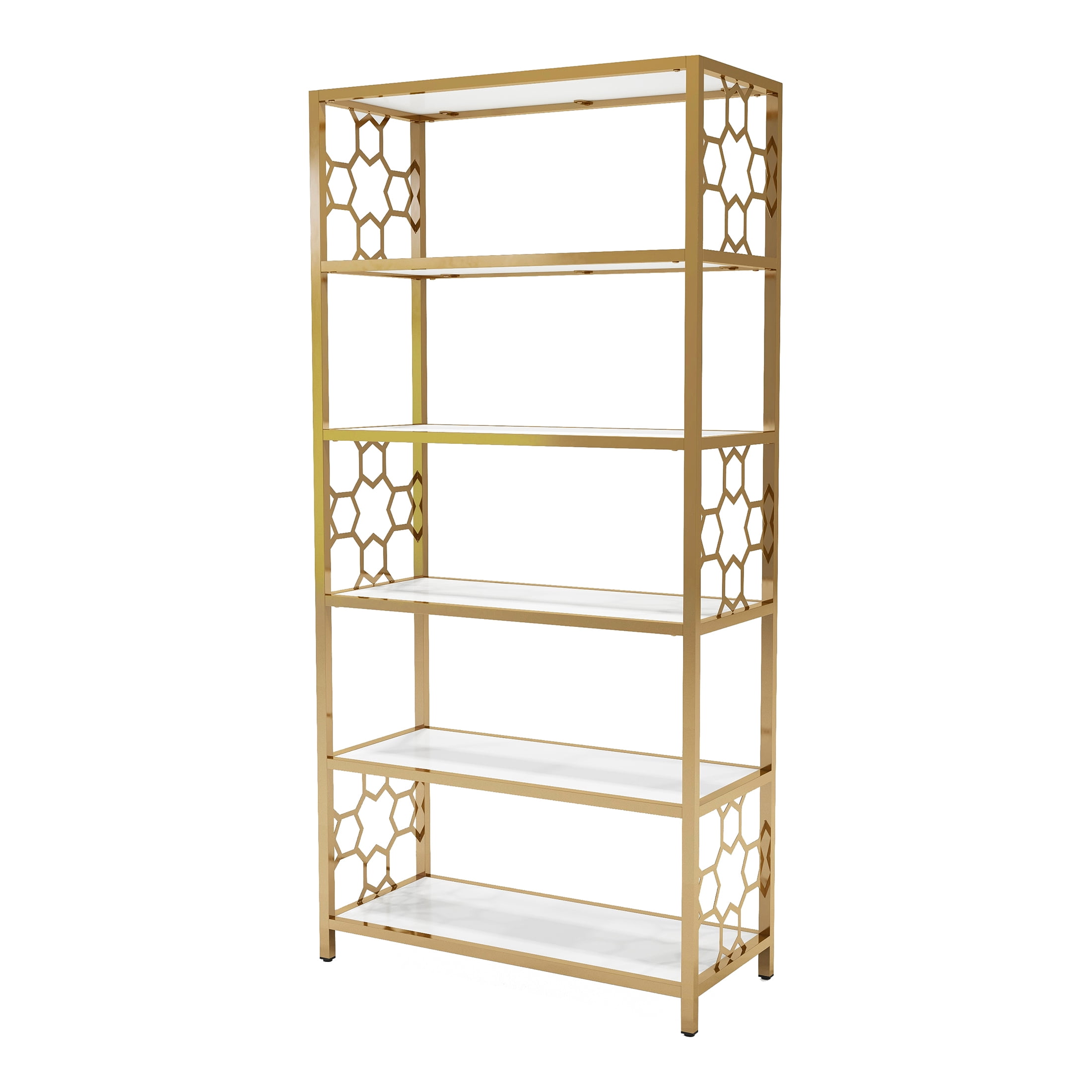 Furniture of America Baugh Metal 5-Shelf Bookcase, Gold