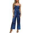 thumbnail image 2 of INSPIRE CHIC Women's Glitter V Neck Jumpsuit Sleeveless Party Clubwear Spaghetti Strap Cami Romper XS Blue, 2 of 5