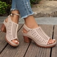 thumbnail image 7 of Hurxie Platform Sandals for Women Sling Wedge Sandals Hollow-Out Low Heel Open Toe Ankle Boots Cutout Shoes Slingback Sandals Khaki 40, 7 of 7