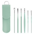 thumbnail image 2 of Limpiador de oídos de 6 uds., herramientas de eliminación de cera de acero inoxidable, palillos reutilizables suaves para los oídos, removedor de cera - verde Baoblaze Limpiador de oídos, 2 of 8