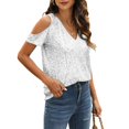 thumbnail image 6 of Mittory Sparkly Sequin Top V Neck Cold Shoulder Glitter Short Sleeve Dressy Party Blouse Shirts, 6 of 8